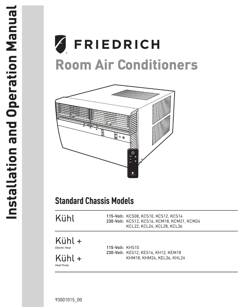 Page 1 of the manual User Manual Friedrich KCS12A30A