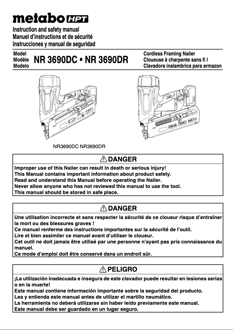 Page 1 of the manual User Manual Metabo NR3690DR
