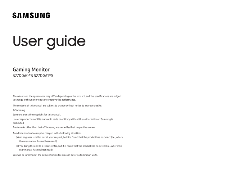 Page 1 of the manual User Manual Samsung S27DG600SI