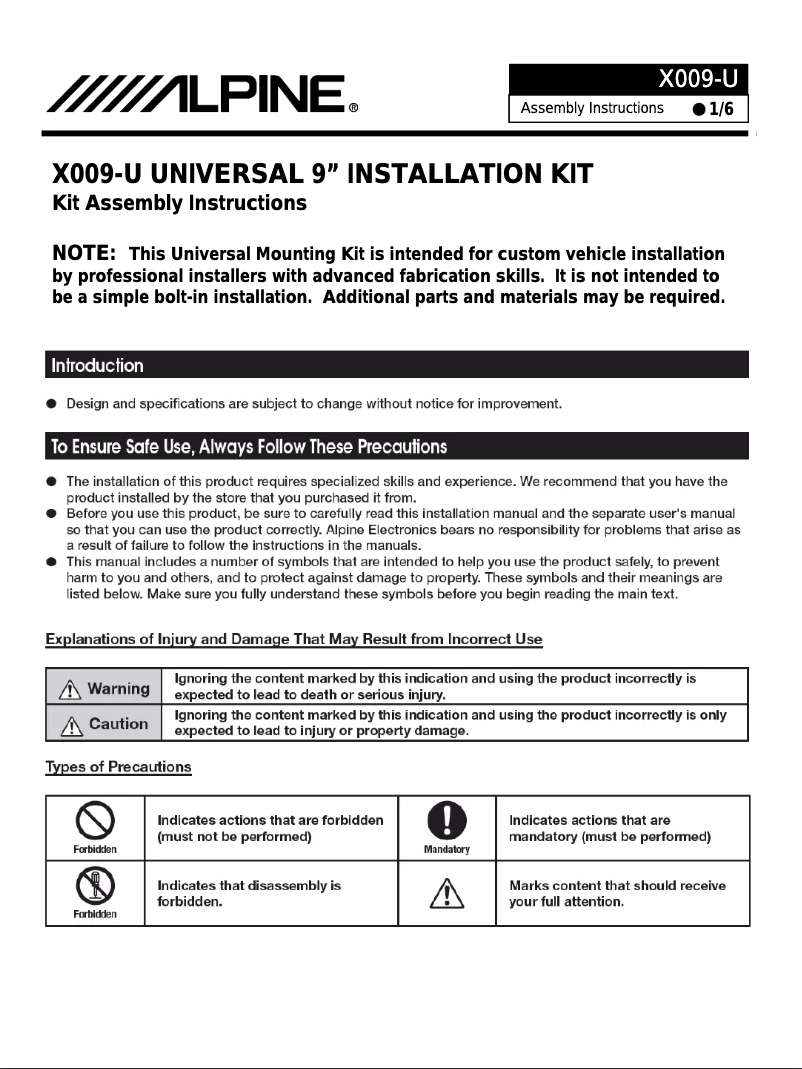 First page image of the manual for X009-U