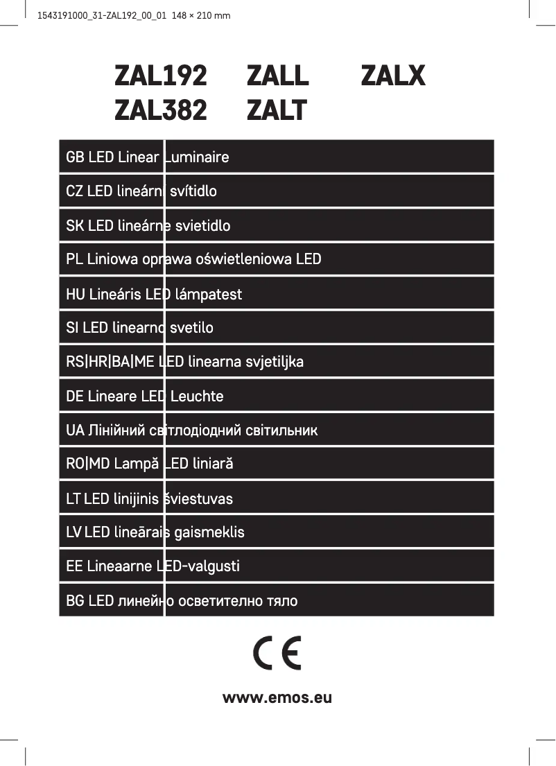 First page image of the manual for ZAL192