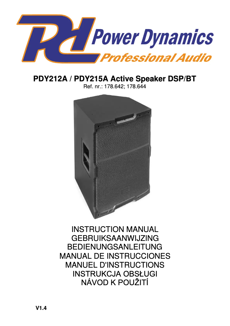 First page image of the manual for PDY215A