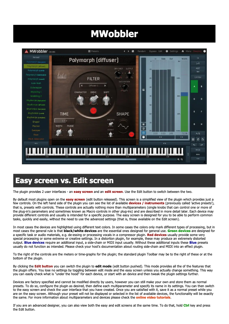 First page image of the manual for Mwobbler