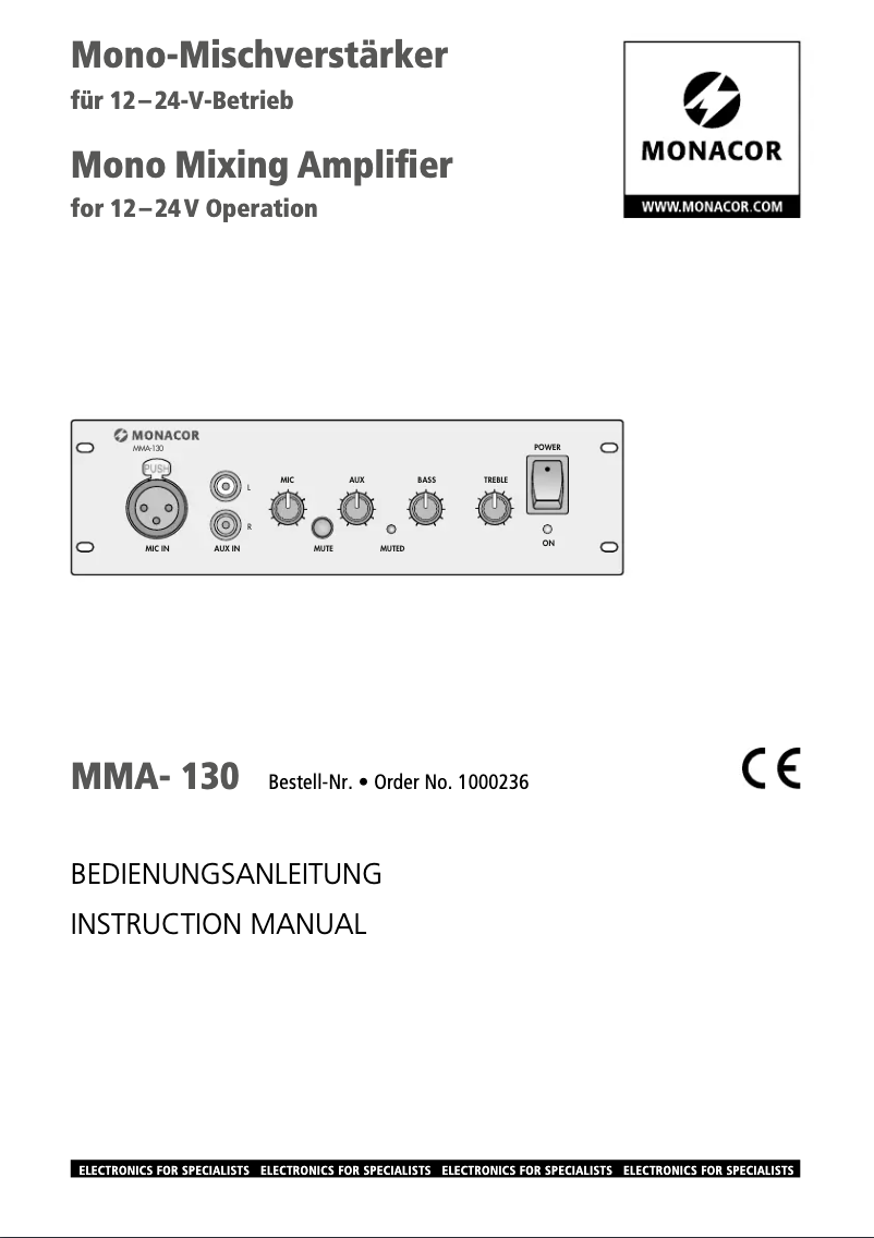First page image of the manual for MMA-130