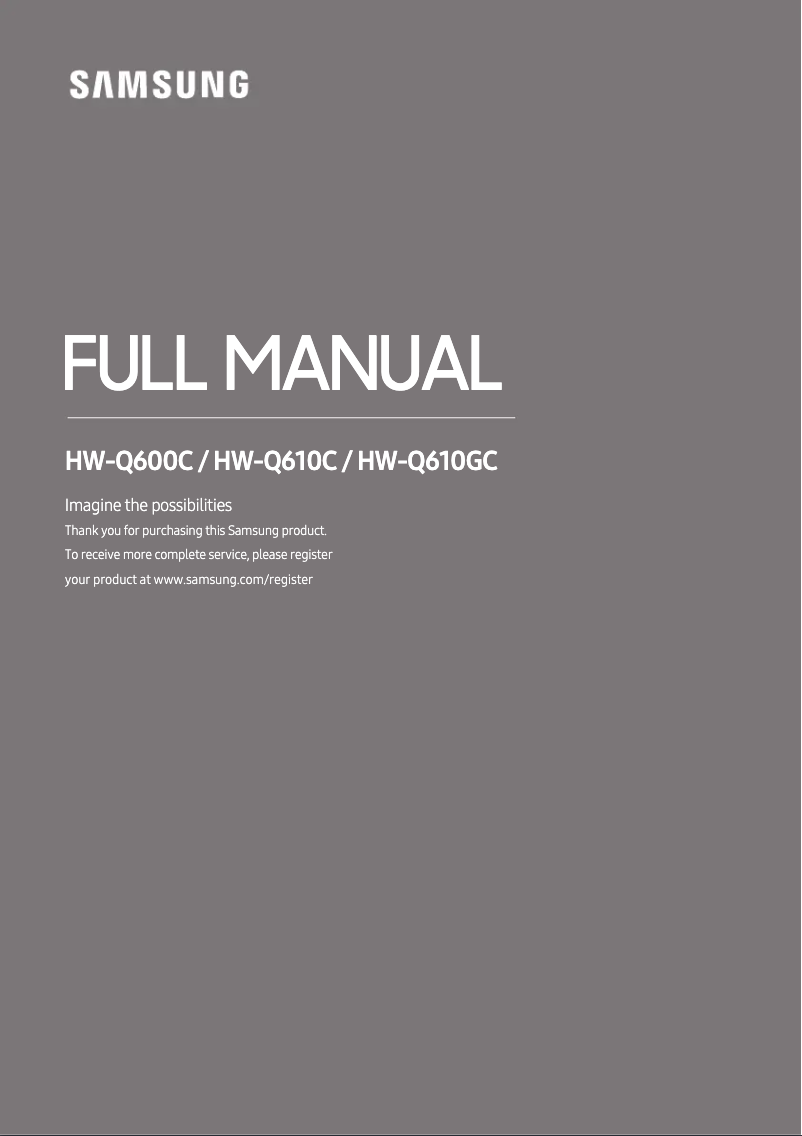 First page image of the manual for HW-Q600C