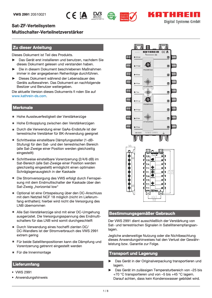 First page image of the manual for VWS 2991
