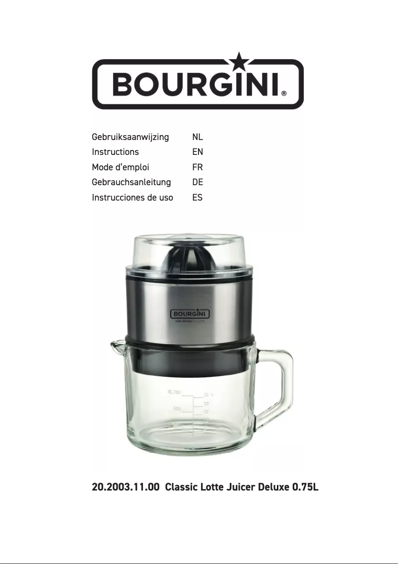 First page image of the manual for Classic Lotte Juicer Deluxe 0.75L