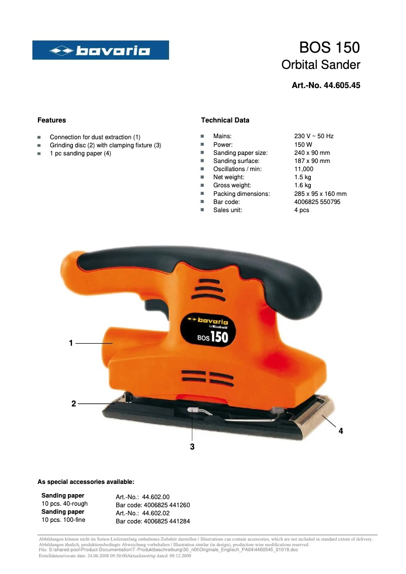 First page image of the manual for BOS 150