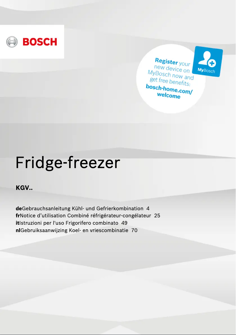 First page image of the manual for KGV33GW31