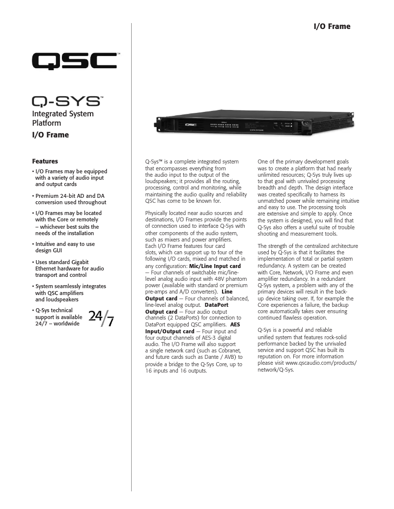 First page image of the manual for I/O Frame