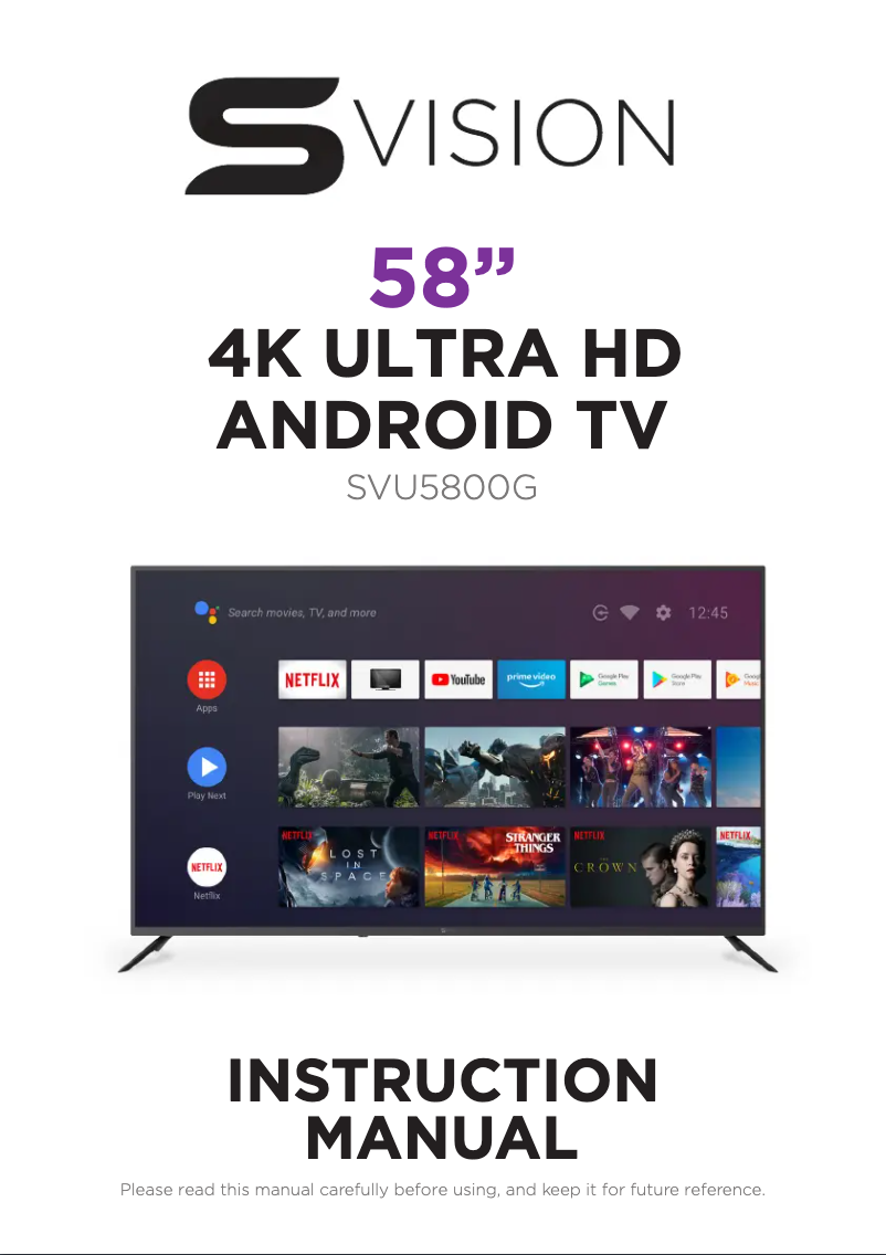 First page image of the manual for SVision SVU5800G