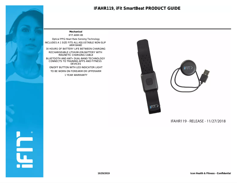 First page image of the manual for iFit SmartBeat