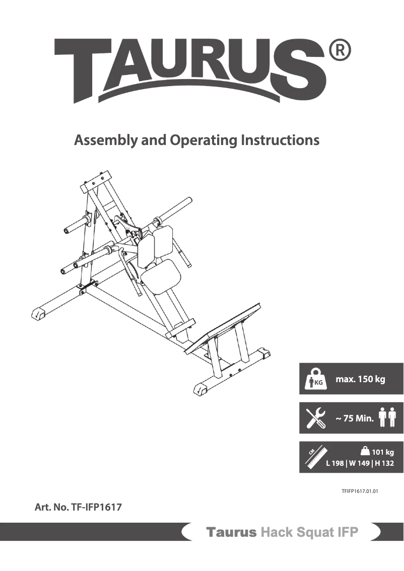 Page 1 of the manual User Manual Taurus Hack Squat IFP