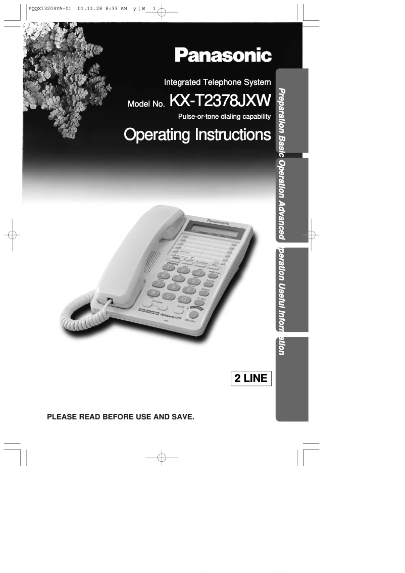 First page image of the manual for KX-T2378