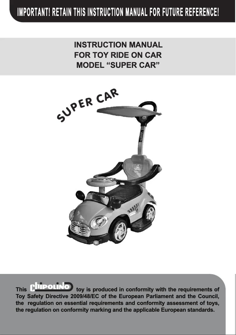 First page image of the manual for Super car