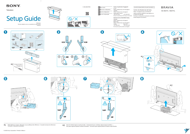 Page 1 of the manual Installation Guide Sony KD-85X77L