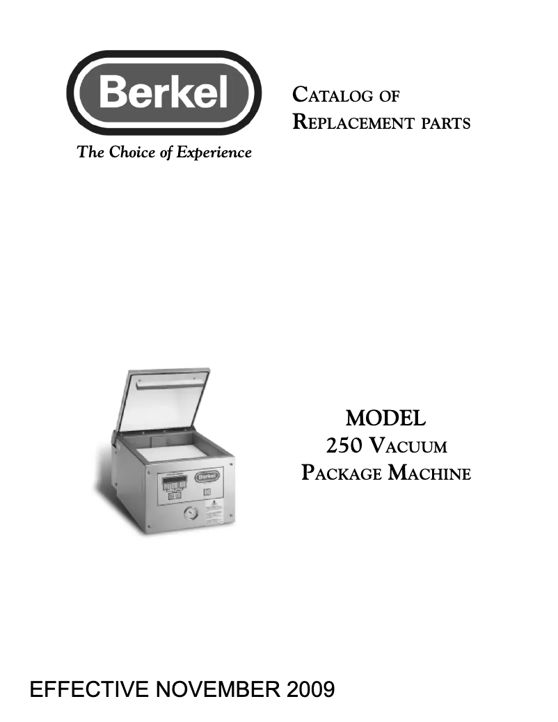 Page 1 of the manual Catalogue Berkel 250