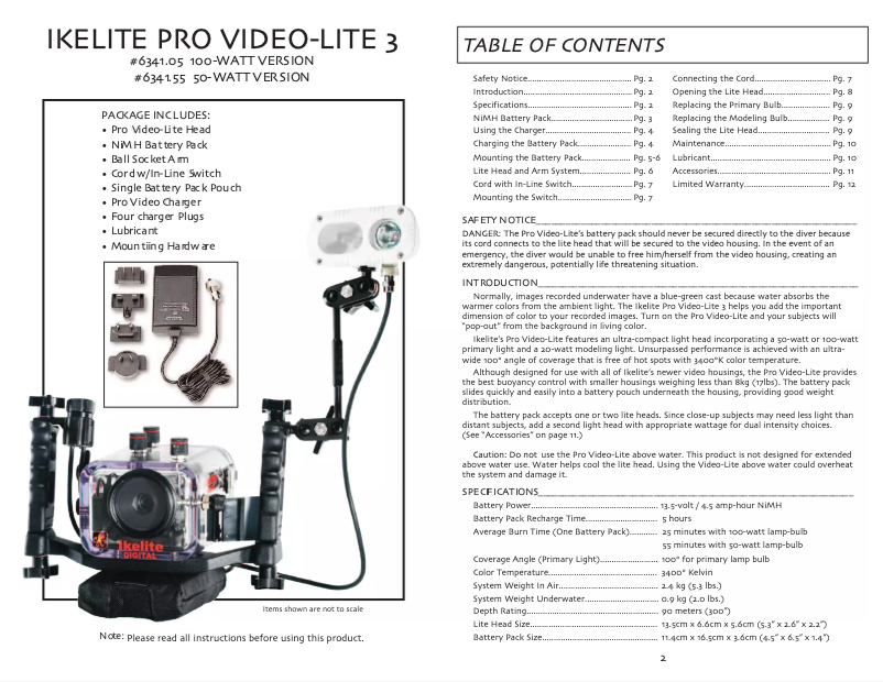 Page 1 of the manual User Manual Ikelite 6341.05