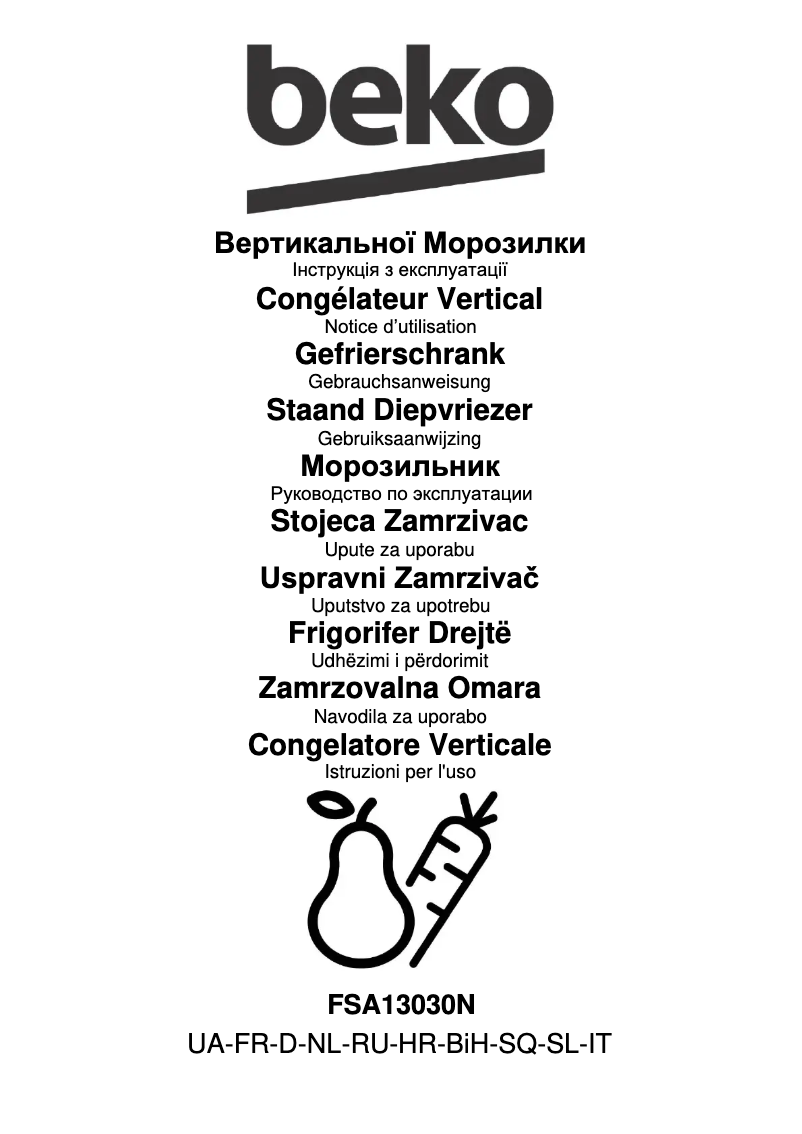 Page 1 of the manual User Manual Beko FSA13030N