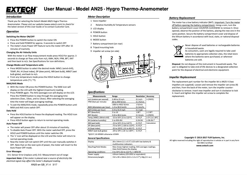 First page image of the manual for AN25