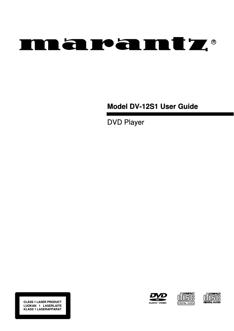 Page 1 of the manual User Manual Marantz DV-12S1