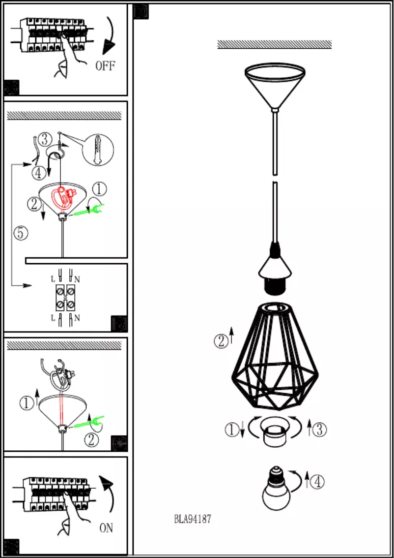 Page 1 of the manual User Manual Eglo Vintage Tarbes