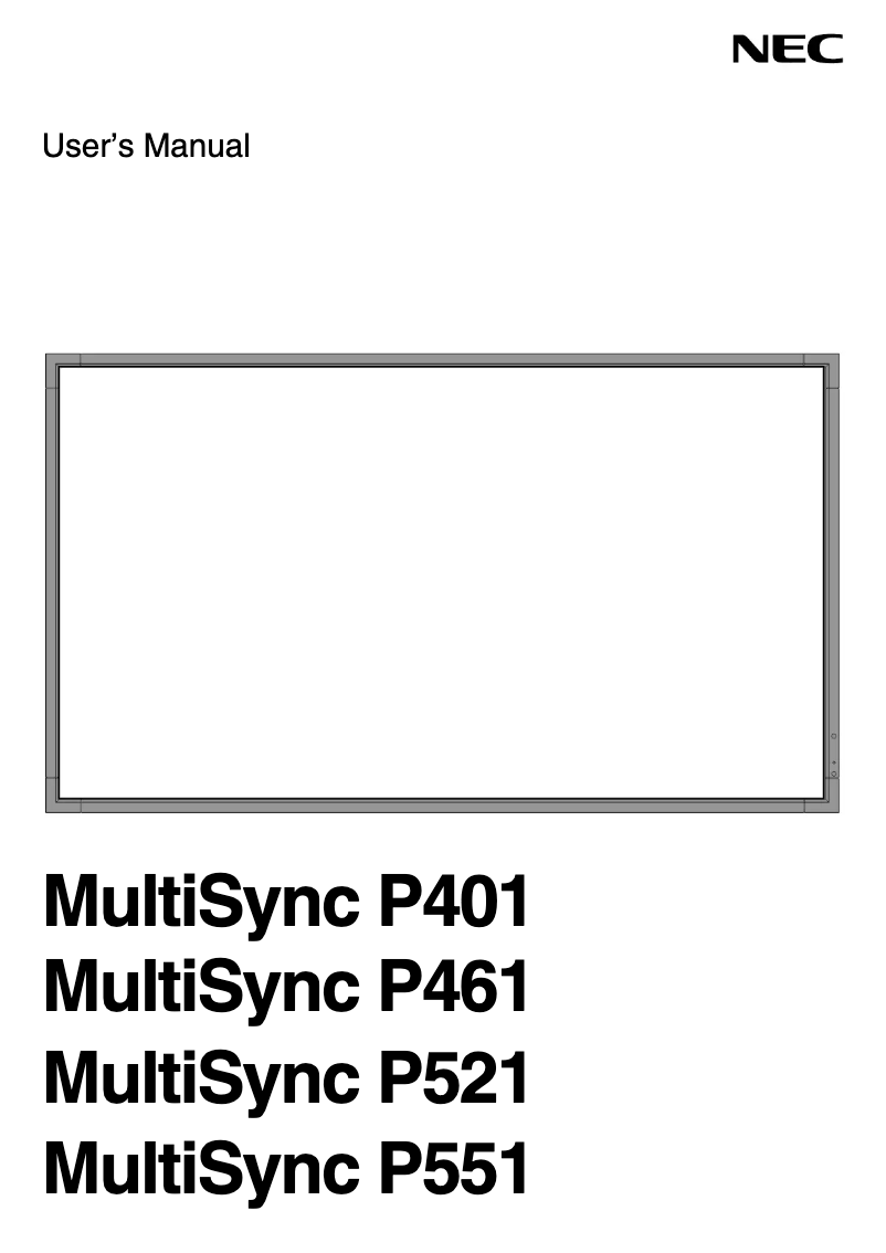 First page image of the manual for MultiSync P521