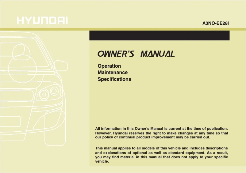 Page 1 of the manual User Manual Hyundai Equus (2012)