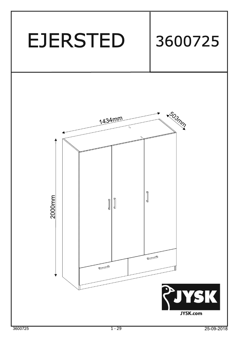 Page 1 of the manual User Manual JYSK Ejersted