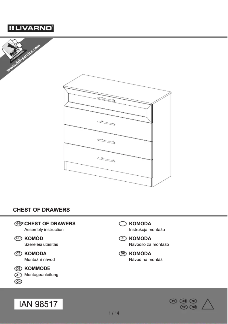 First page image of the manual for IAN 98517