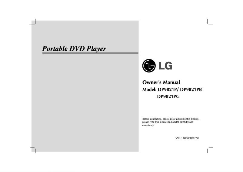 Page 1 of the manual User Manual LG DP9821P