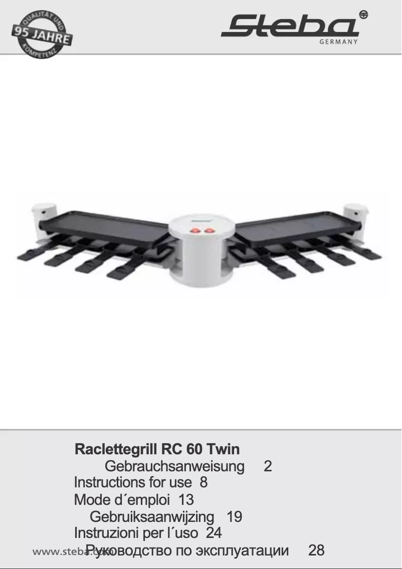 Page 1 of the manual User Manual Steba RC60 TWIN Raclette