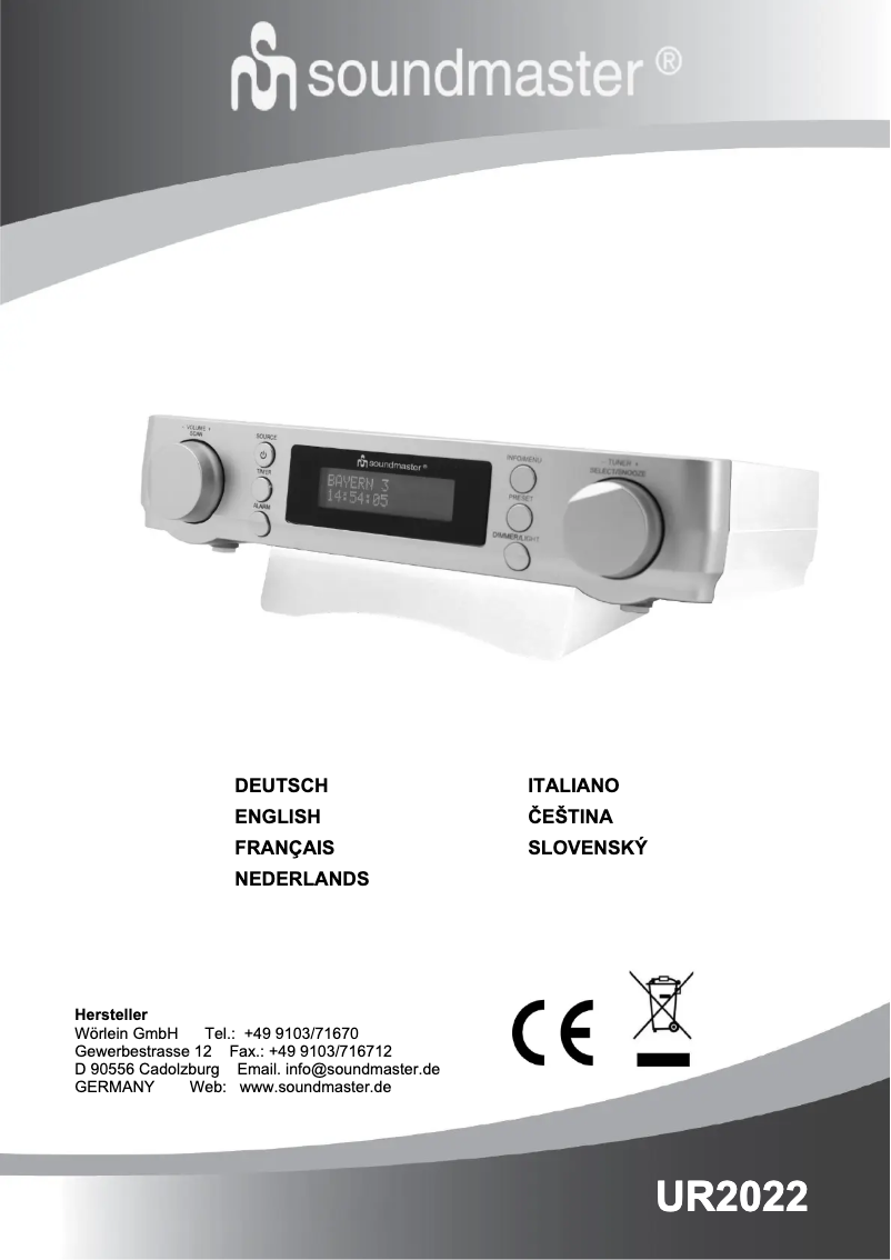 First page image of the manual for UR2022SI