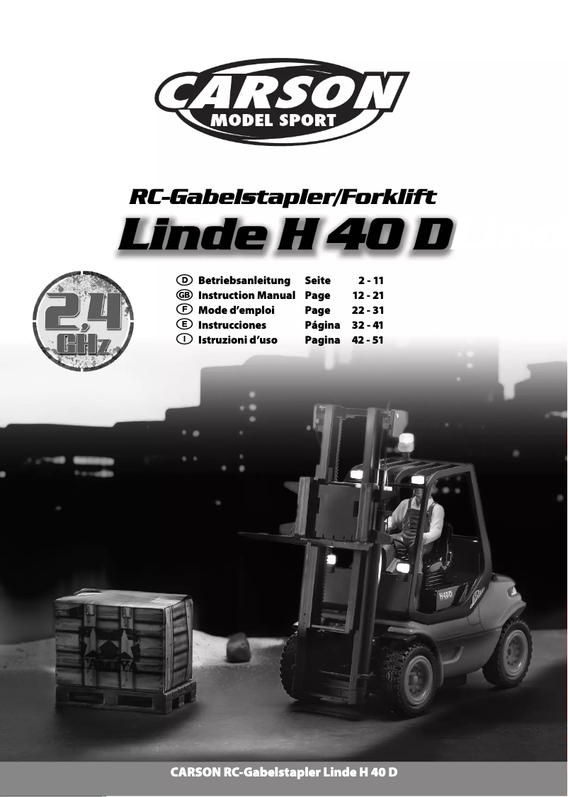 Page 1 of the manual User Manual Carson Linde H 40 D