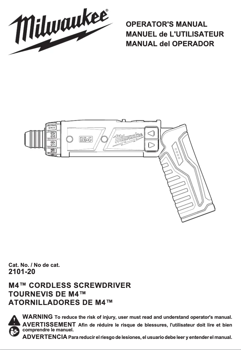 Page 1 of the manual User Manual Milwaukee M4 2101-22