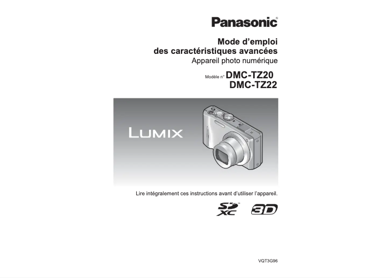 First page image of the manual for Lumix DMC-TZ22