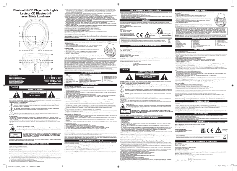 Image de la première page du manuel de l'appareil CD-K7
