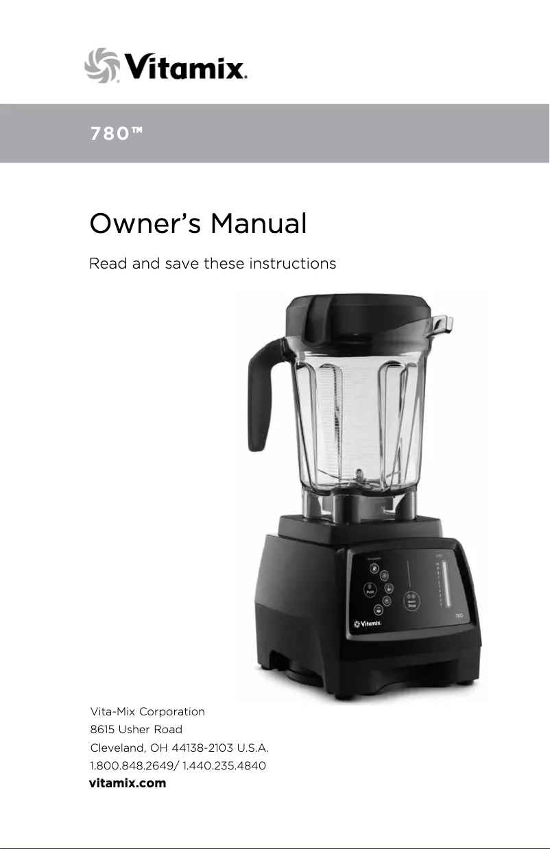 Page 1 of the manual User Manual Vitamix 780