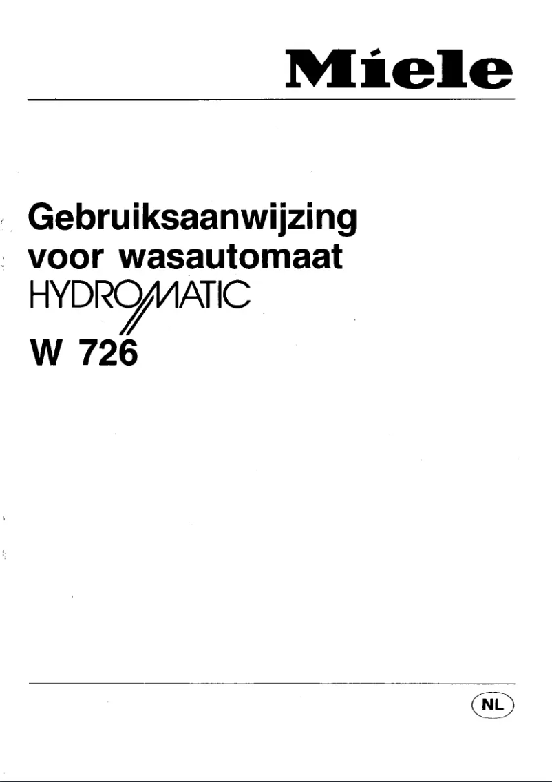First page image of the manual for Hydromatic W 726