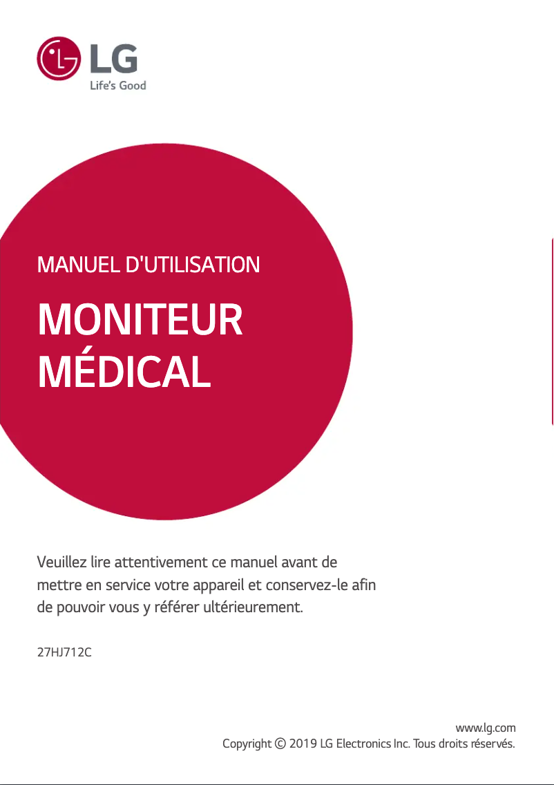 Page 1 of the manual User Manual LG 27HJ712C