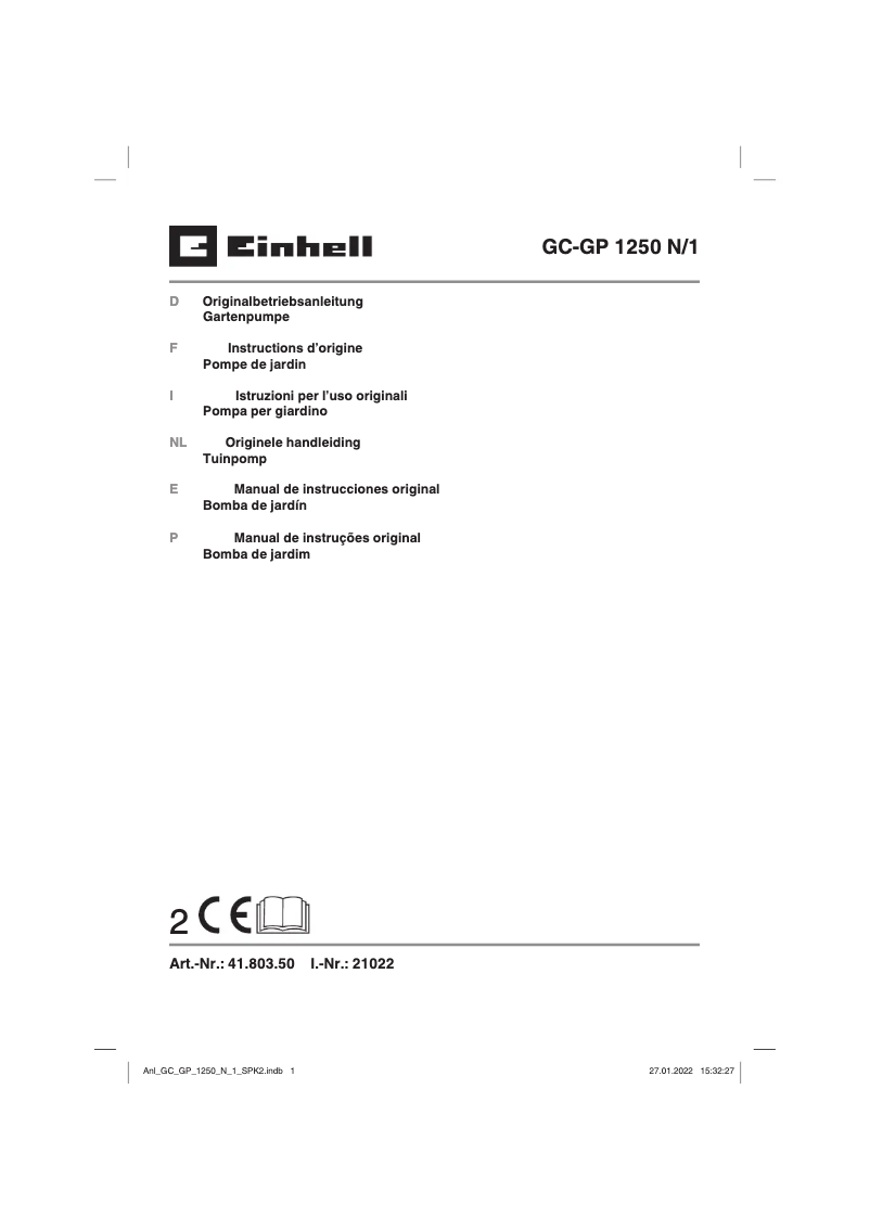 Page 1 of the manual User Manual Einhell GC-GP 1250 N/1