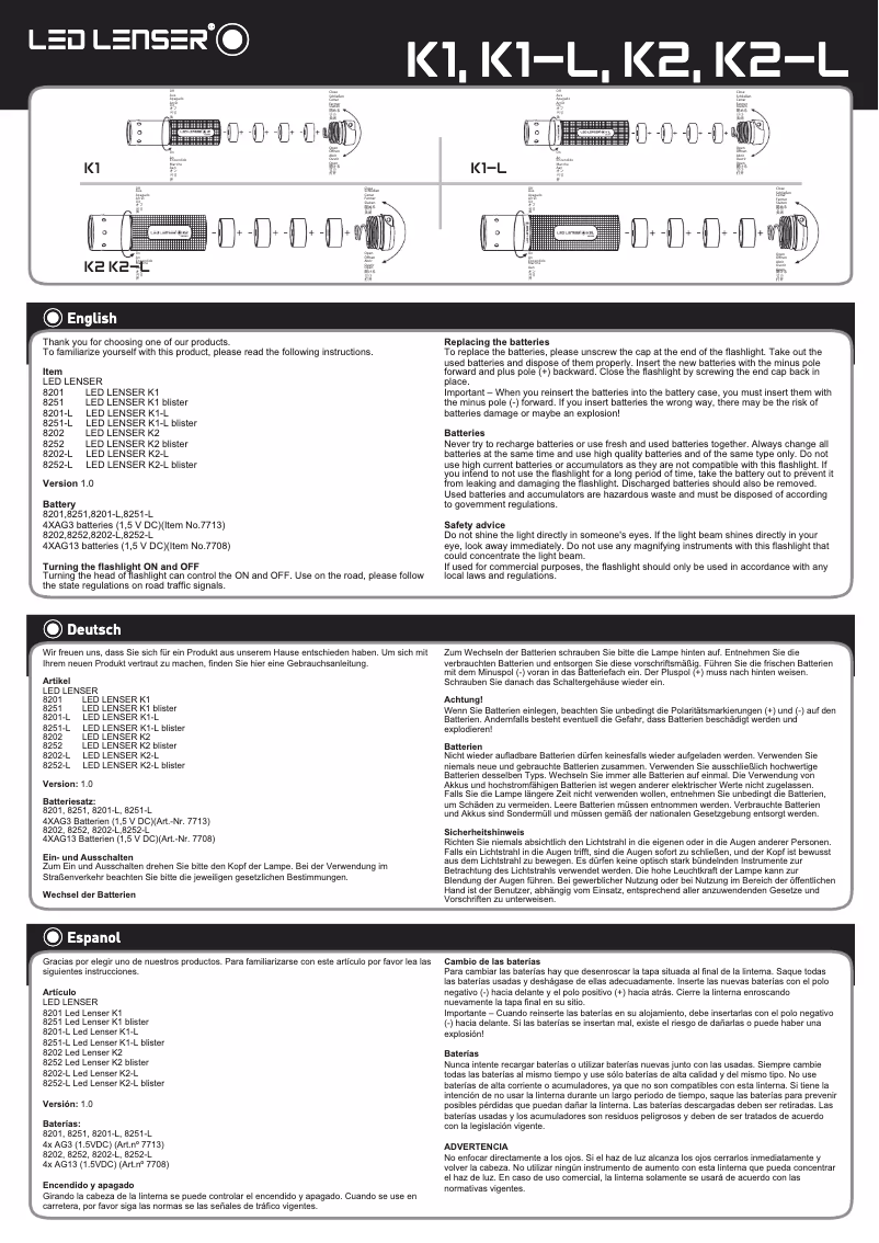 First page image of the manual for K2-L