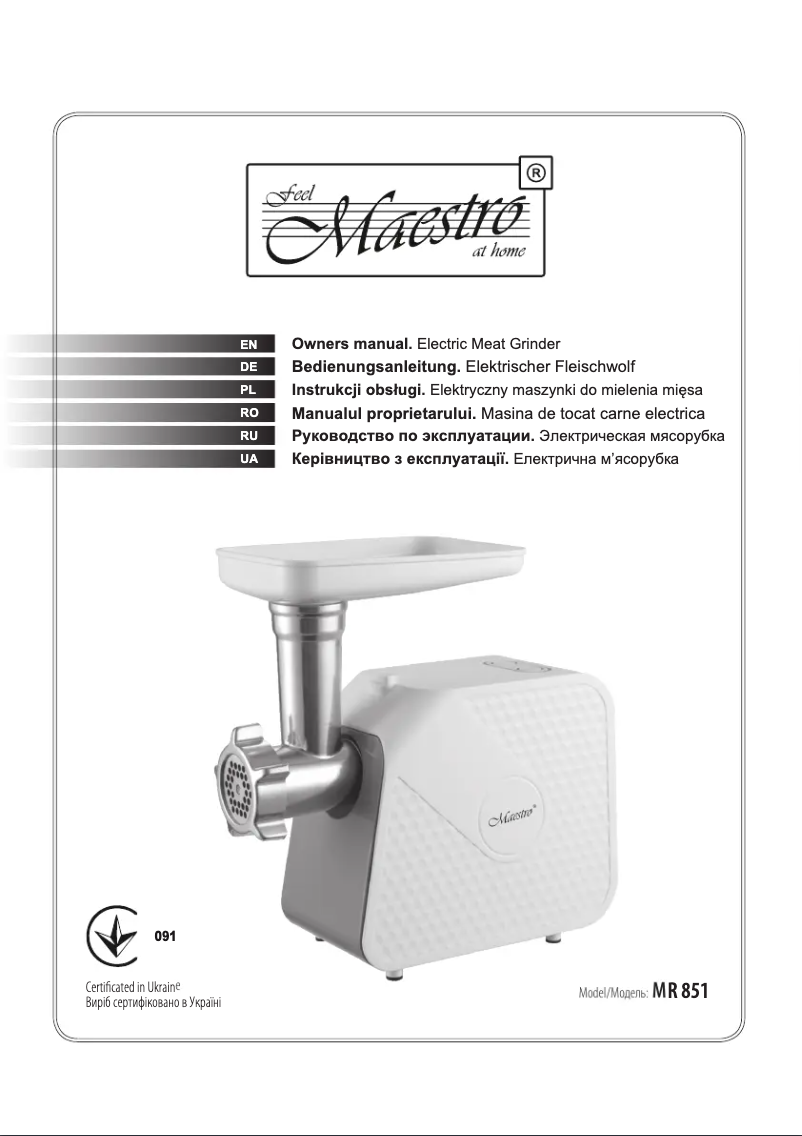 Page 1 of the manual User Manual Maestro MR851