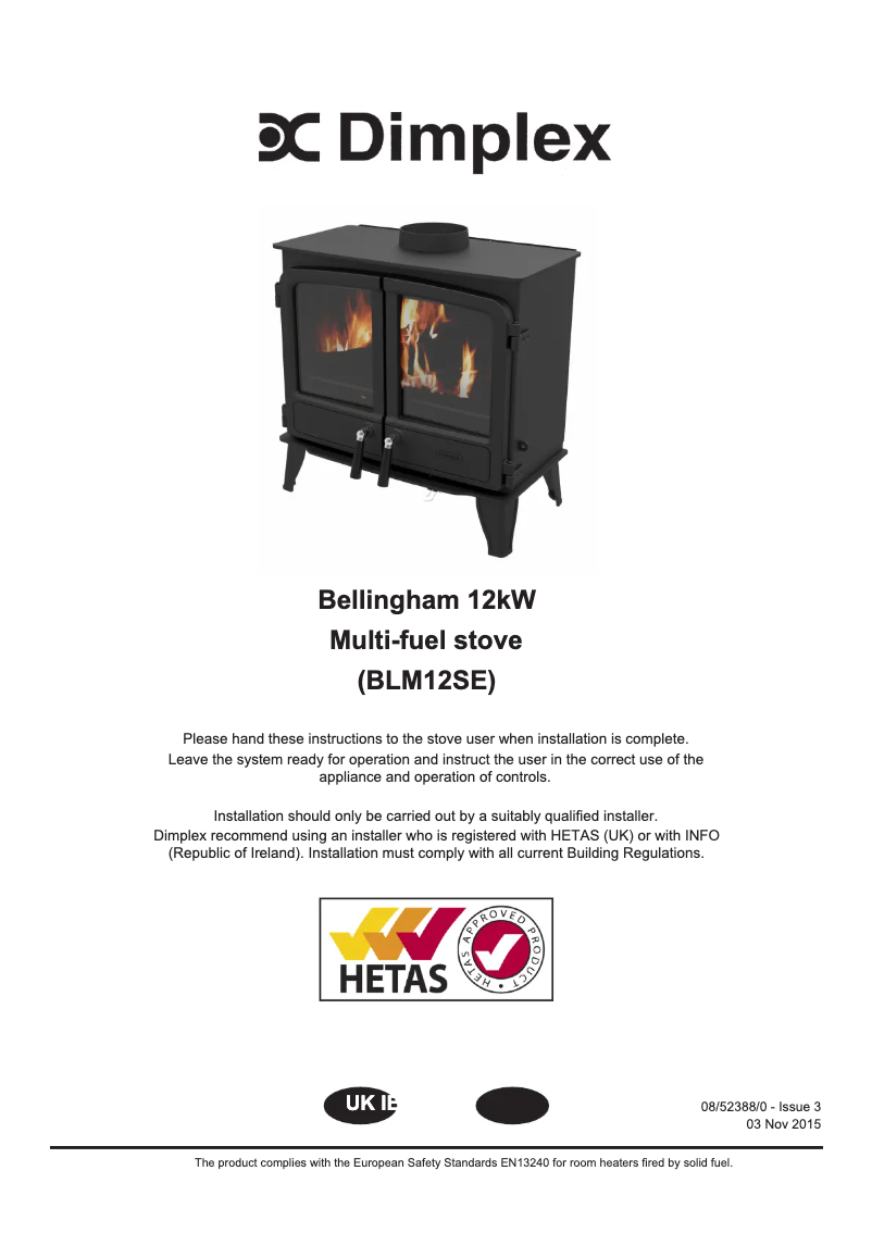 First page image of the manual for BLM12SE