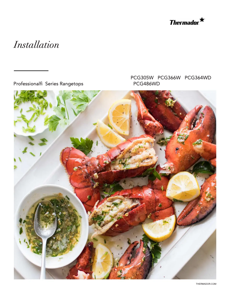Page 1 of the manual Installation Guide Thermador PCG486WD