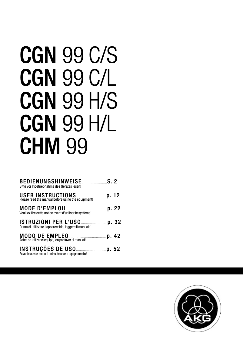 Page 1 of the manual User Manual AKG CGN 99 HL