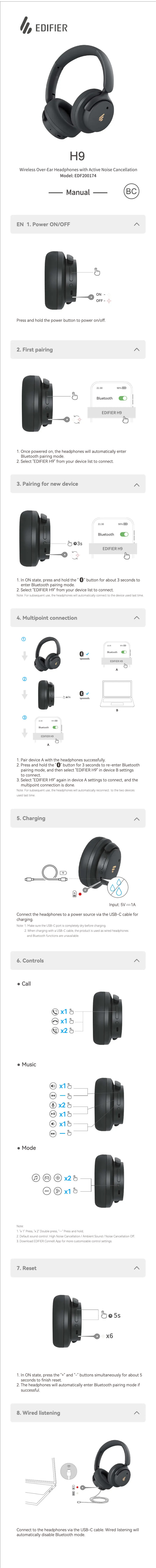 First page image of the manual for H9
