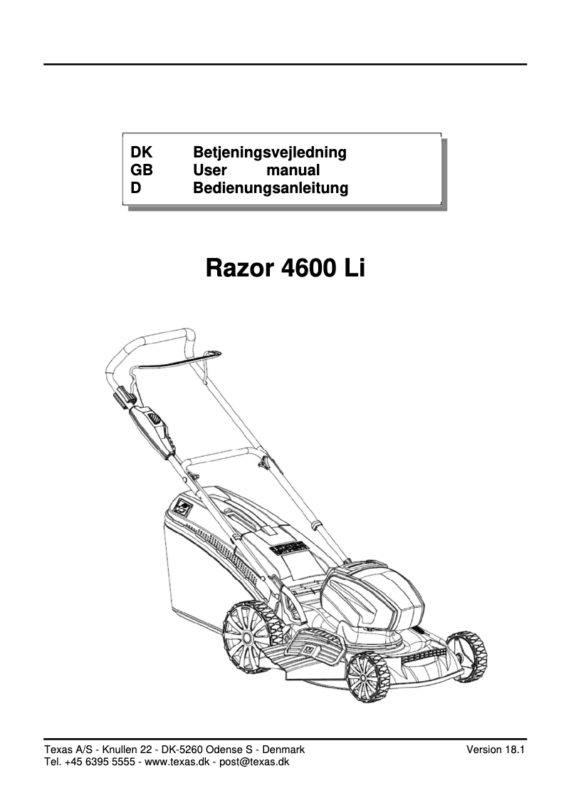 First page image of the manual for Razor 4600 Li