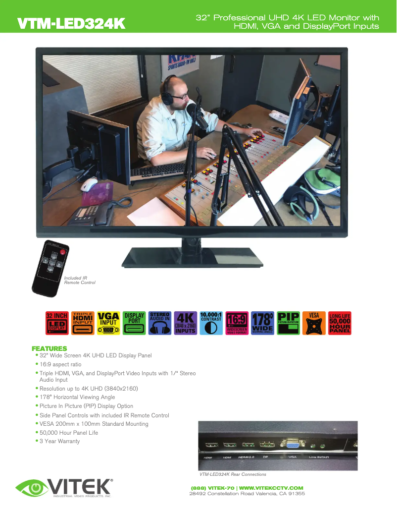 First page image of the manual for VTM-LED324K