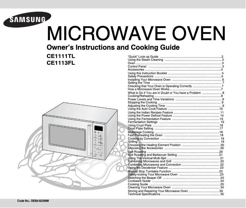 Page 1 of the manual User Manual Samsung CE1113FL